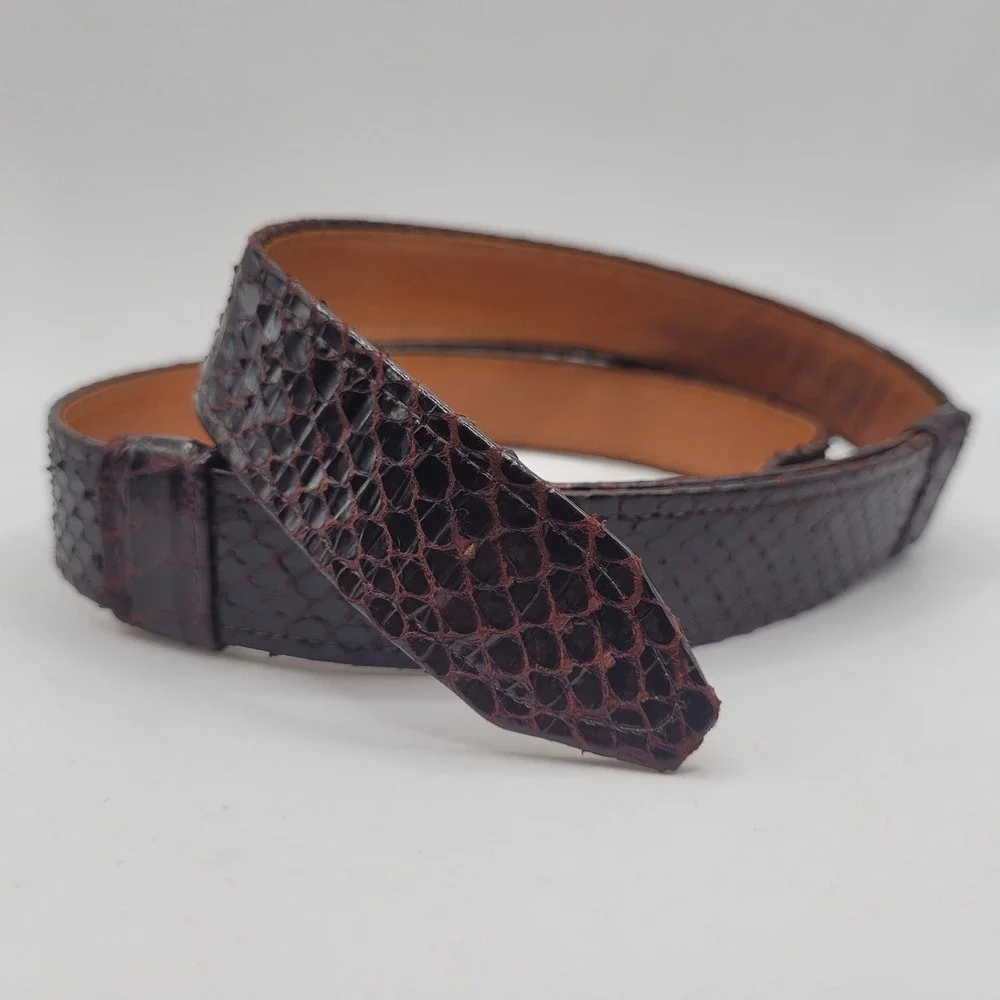VTG Alexis Kirk Belt Strap XS Oxblood Snakeskin Leather Waist Cinch 80s 90s Glam